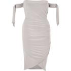 River Island Womens Metallic Tied Sleeve Bardot Wrap Dress
