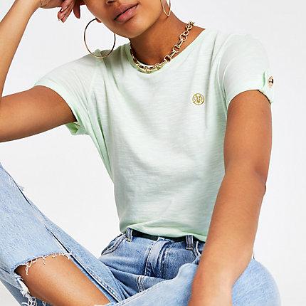 River Island Womens Ri Turn Up Sleeve T-shirt