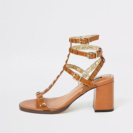 River Island Womens Studded Gladiator Block Heel Sandals
