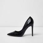 River Island Womens Croc Embossed Patent Court Shoes