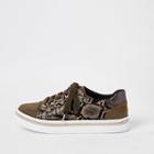 River Island Womens Snake Print Lace-up Trainers