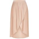 River Island Womens Nude Pleated Wrap Front Midi Skirt