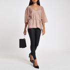River Island Womens Petite Sequin Tie Waist Top