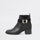 River Island Womens Wide Fit Buckle Detail Ankle Boots