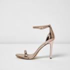 River Island Womens Rose Gold Metallic Barely There Heels