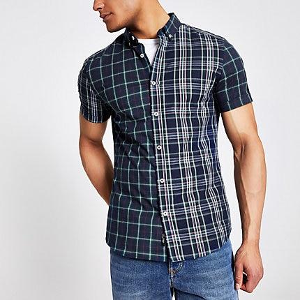 River Island Mens Check Block Slim Fit Shirt