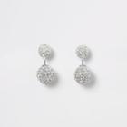 River Island Womens Silver Tone Rhinestone Front And Back Earrings