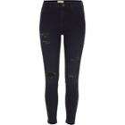 River Island Womens Black Ripped Skinny Fit Molly Jeans