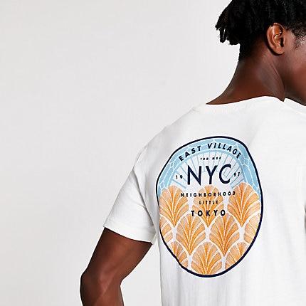 River Island Mens Selected Homme White Nyc T-shirt