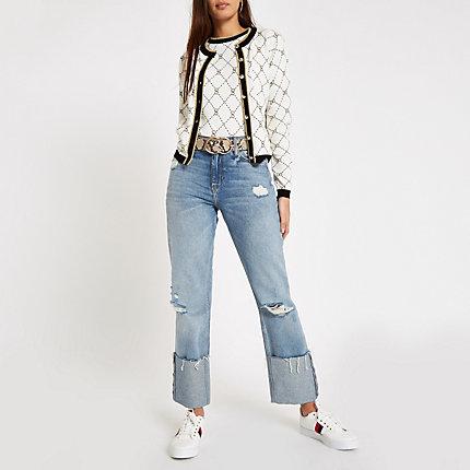 River Island Womens Ri Boyfriend Ripped Jeans