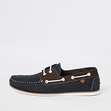 River Island Mens Leather Mixed Boat Shoes