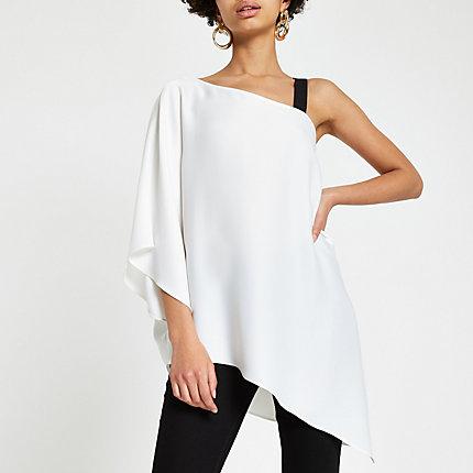 River Island Womens White One Shoulder Top