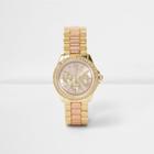 River Island Womens Rose Gold And Gold Tone Chain Diamante Watch