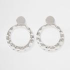 River Island Womens Silver Tone Hammered Circle Drop Earrings