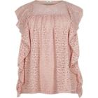 River Island Womens Plus Lace Frill Front Top