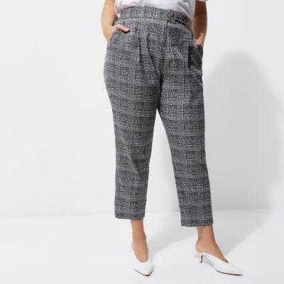 River Island Womens Plus Check Tapered Leg Pants