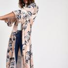 River Island Womens Floral Jacquard Flute Sleeve Duster Coat