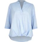 River Island Womens Chambray Wrap Front V-neck Blouse