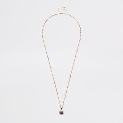 River Island Mens Gold Tone Marble Necklace