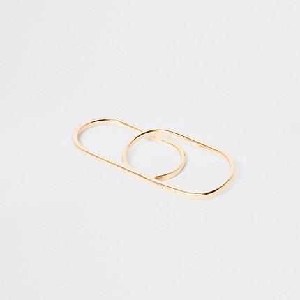 River Island Womens Gold Tone Double Finger Ring