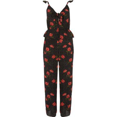 River Island Womens Floral Frill Shoulder Jumpsuit