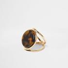 River Island Womens Gold Tone Tortoiseshell Disc Ring