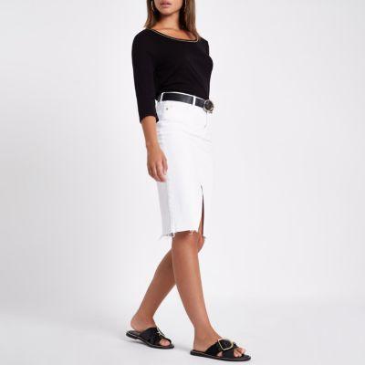 River Island Womens Round Neck Diamante Trim Top