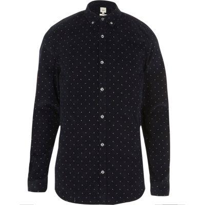 River Island Mens Cord Ditsy Print Slim Fit Shirt