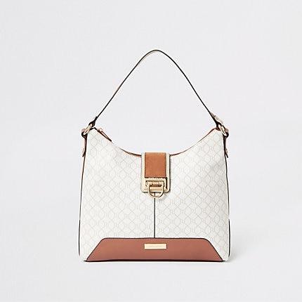 River Island Womens Dark Ri Monogram Slouch Bag