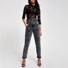 River Island Womens Lace Sheer Scallop Top