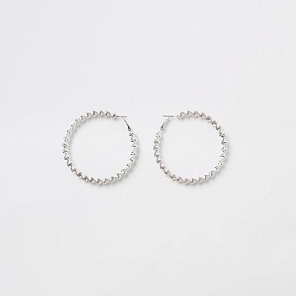 River Island Womens Silver Tone Bobble Rope Hoop Earrings