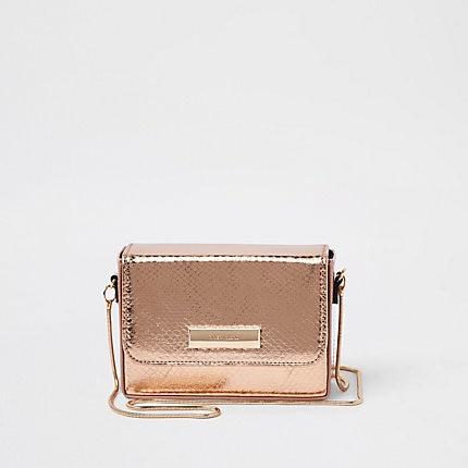 River Island Womens Rose Gold Boxy Mini Cross Body Bag