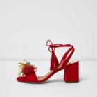 River Island Womens Pom Pom Block Heel Sandals