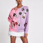 River Island Womens Tie Dye Embellished Sweatshirt