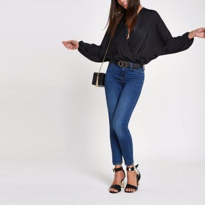 River Island Womens Wrap Front Balloon Sleeve Body