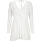 River Island Womens White Wrap Front Tie Back Playsuit