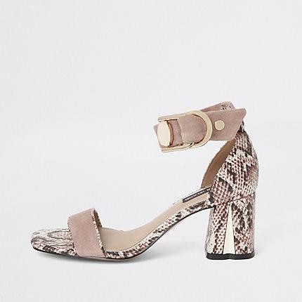 River Island Womens Snake Print Block Heel Sandals