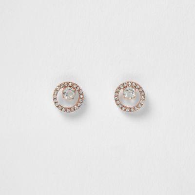 River Island Womens Rose Gold Rhinestone Drop Earrings