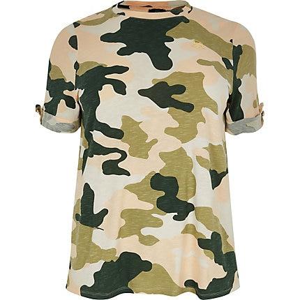 River Island Womens Plus Camo T-shirt