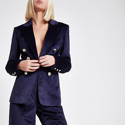 River Island Womens Velvet Double Breasted Blazer