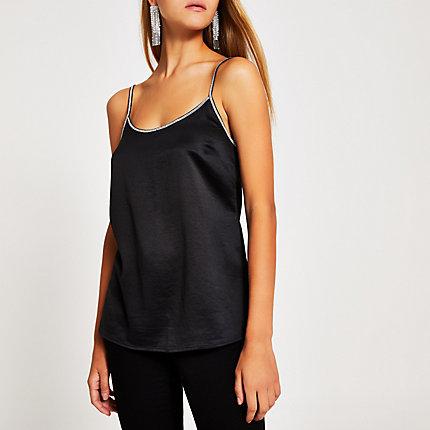 River Island Womens Satin Diamante Trim Cami Top