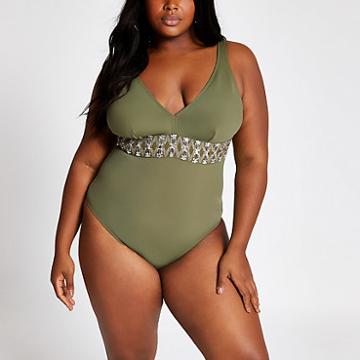 River Island Womens Plus Embellished Waist Swimsuit