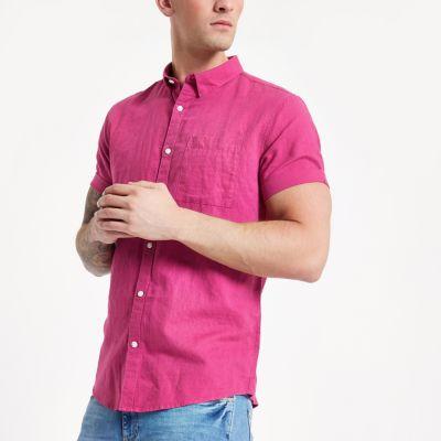 River Island Mens Linen Short Sleeve Shirt