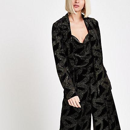 River Island Womens Glitter Embellished Tie Belt Blazer