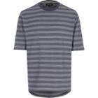 River Island Mens Jacquard Stripe Curved Hem T-shirt