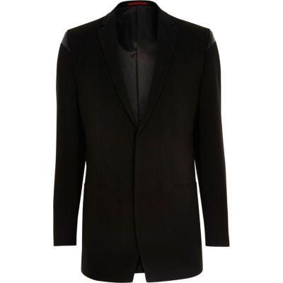 River Island Mens Leather Look Panel Slim Fit Blazer