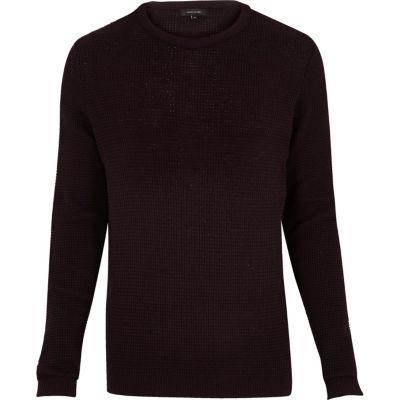 River Island Mens Waffle Long Sleeve Sweater