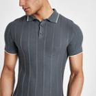 River Island Mens Knitted Muscle Fit Polo Shirt