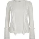 River Island Womens White Long Sleeve Lace Knitted Top