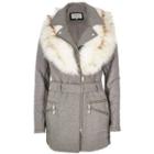 River Island Womens Faux Fur Collar Padded Coat